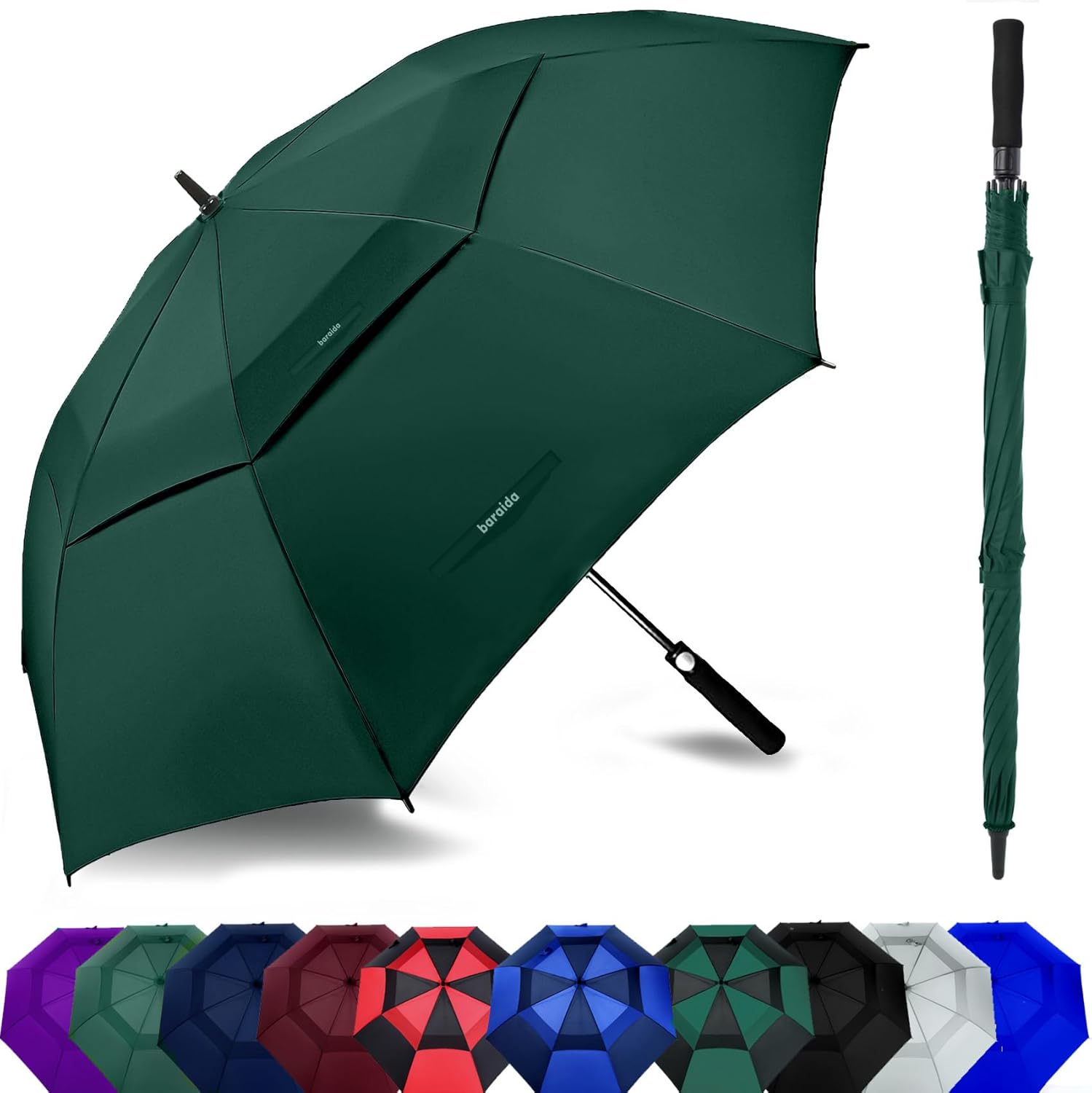 Golf Umbrella Large 62/68/72 Inch, Extra Large Oversize Double Canopy Vented Windproof Waterproof Umbrella, Automatic Open Golf Umbrella for Men and Women and Family.