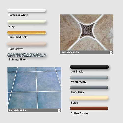 Miniatura 2 de Lechada epoxi impermeable para ducha, azulejos de piscina, baño, fórmula premezclada resistente a grietas, calafateo de 13.5 fl oz, blanco