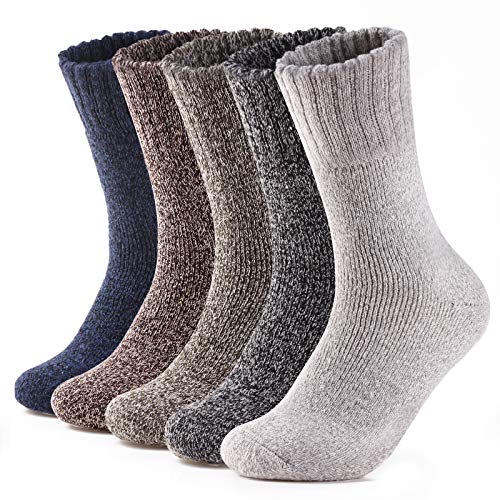 ElifeAcc 5 pares de calcetines de lana gruesos y cálidos para hombre (talla: 38-50