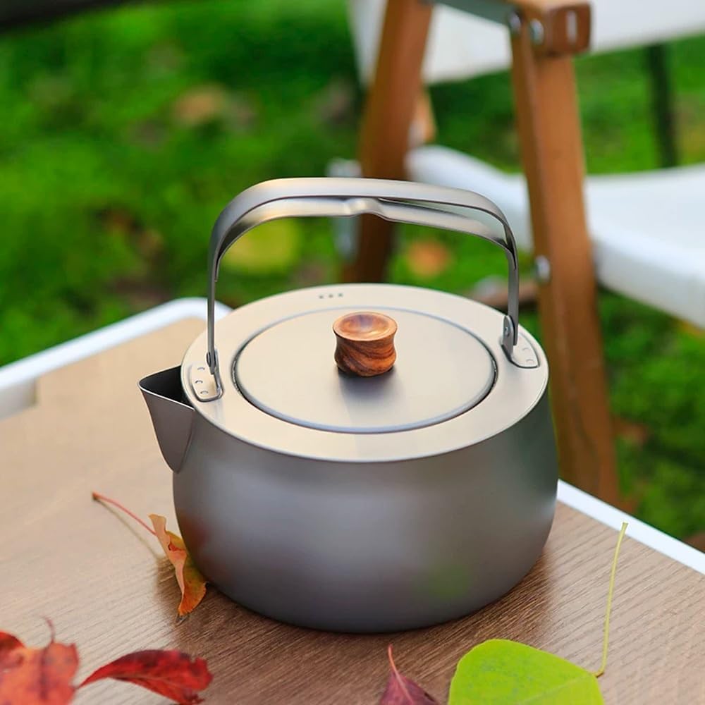 Pure Titanium Kettle with Folding Handle & Filter Ultralight Teapot Outdoor Camping Coffee Pot for Boiling Water Coffee Tea(Small)