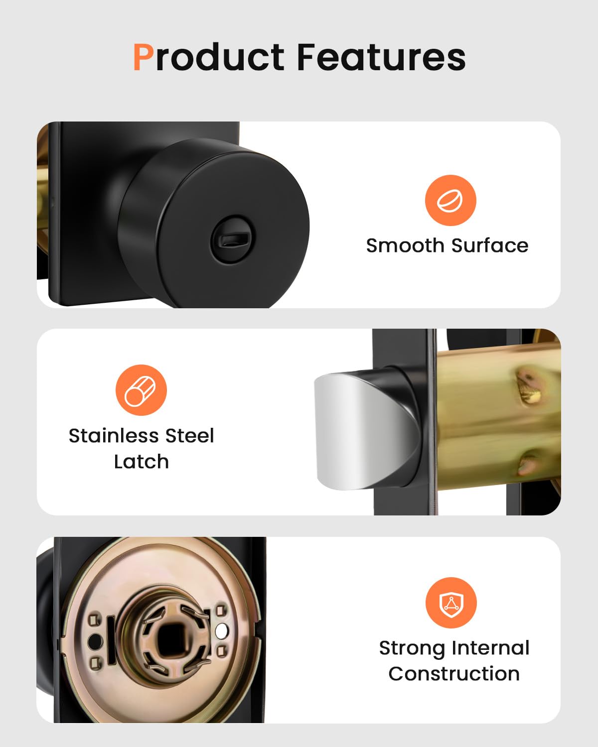 Haidms Matte Black Door Knobs - 6 Pack -4