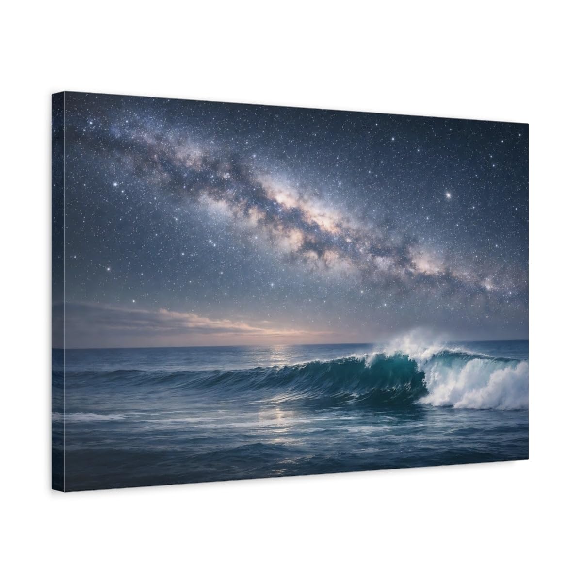 Nature Milky Way Ocean - Canvas Wall Art Print 24×16 inch (60×40 cm) - Horizontal / 1.25 inch (3 cm)