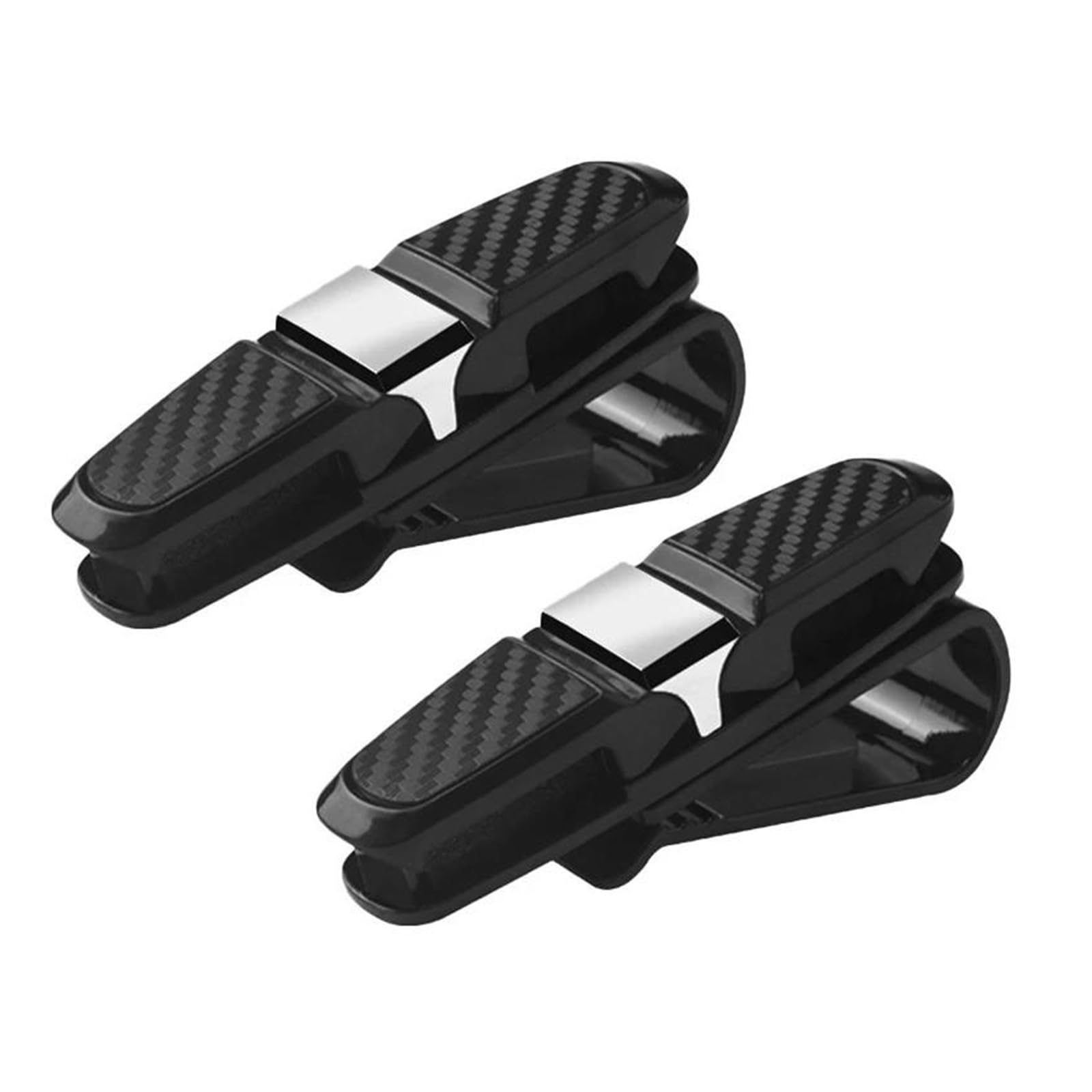 Portaocchiali Auto in Pelle Clip per Visiera Confezione da 2 occhiali da sole con visiera parasole per auto, con clip, accessori per interni auto(Silver)