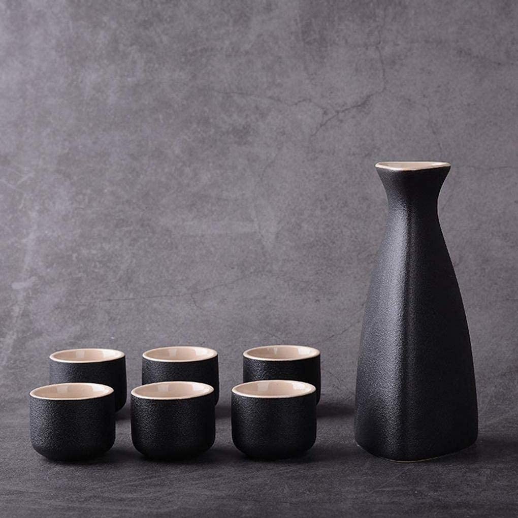MRKU Service à saké Service à saké Tasse à saké Traditionnelle Design Peint à la Main Porcelaine Poterie Céramique Artisanat Verres à vin Tasses à saké 7 pièces, Blanc, Triangle