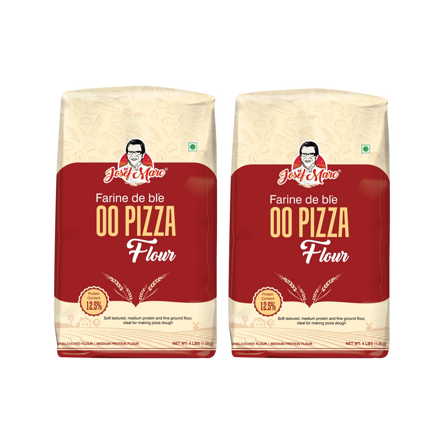 JOSEF MARC Pizza Flour-4 Lbs(1.8Kg)-Unbleached&Medium Protein Flour,Morcote Pizza Flour Italian Type 00 Flour(Pack Of 2) (B09X6CGNR7) Amazon Price History, Amazon Price Tracker
