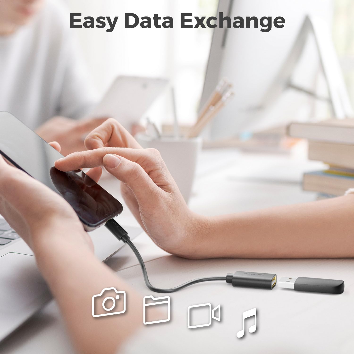 deleyCON 20cm USB 2.0 High Speed OTG Kabel Adapter (1 Sztuka) - USB-A na Micro-USB B - S7 S7 Edge S6 S6 Edge S5 S4 Note 5 4 3 - Czarny