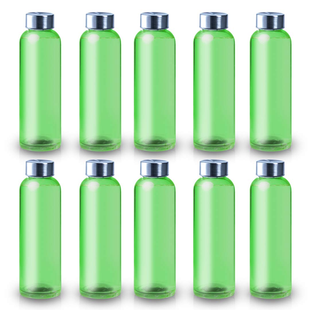 Botella De Cristal para Agua con Cuerpo de Acabado Transparente. Tapón a Rosca en Acero Inoxidable. Cajas Individuales por Botella.