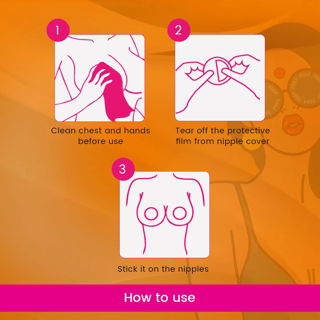 PINQ POLKA Premium Disposable Nipple Cover Pasties Stickers for Women| Skin Friendly |Breathable| Sweat Proof |Up to 12 Hrs Sticking Capacity |Reusable Cloth Bag - 20 Pcs - Image 5 thumbnail