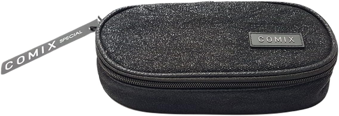 ASTUCCIO OVALE ORGANIZZATO NERO GLITTER COMIX : Amazon.it: Cancelleria e  prodotti per ufficio