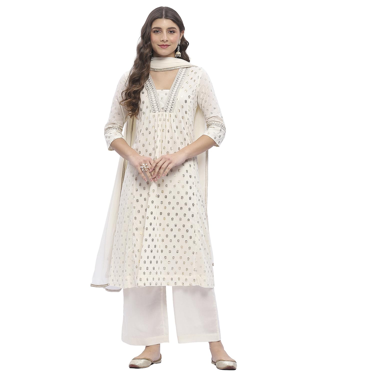 Women Cotton Gathered Printed Suit Set-image-33