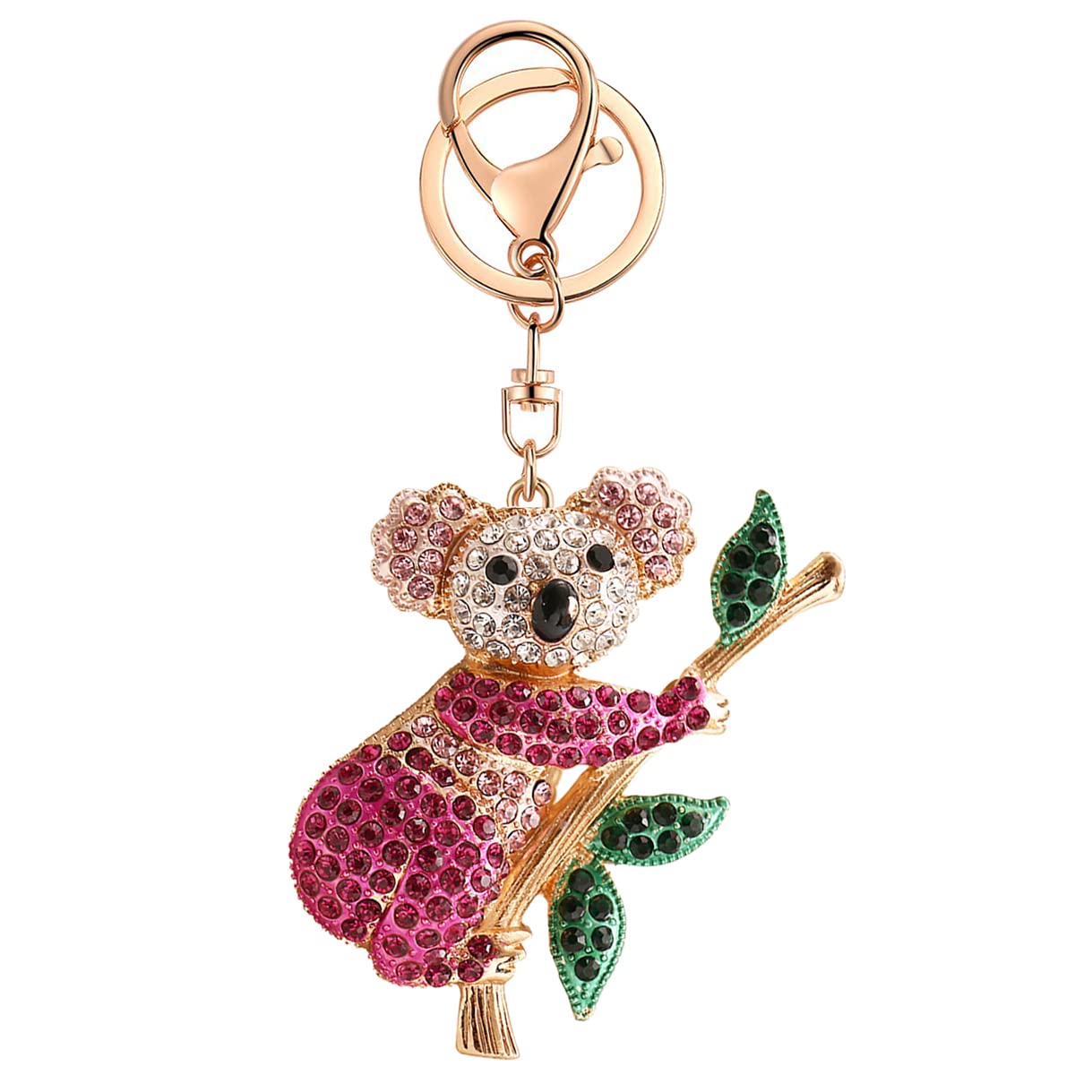 Ryie Women's Koala Pink Cute Keychain Key Chains For Car Kawaii Rhinestone Crystal Bling Pink Fob Key Ring For Bag Backpack Charm Accessories (Koala Pink)