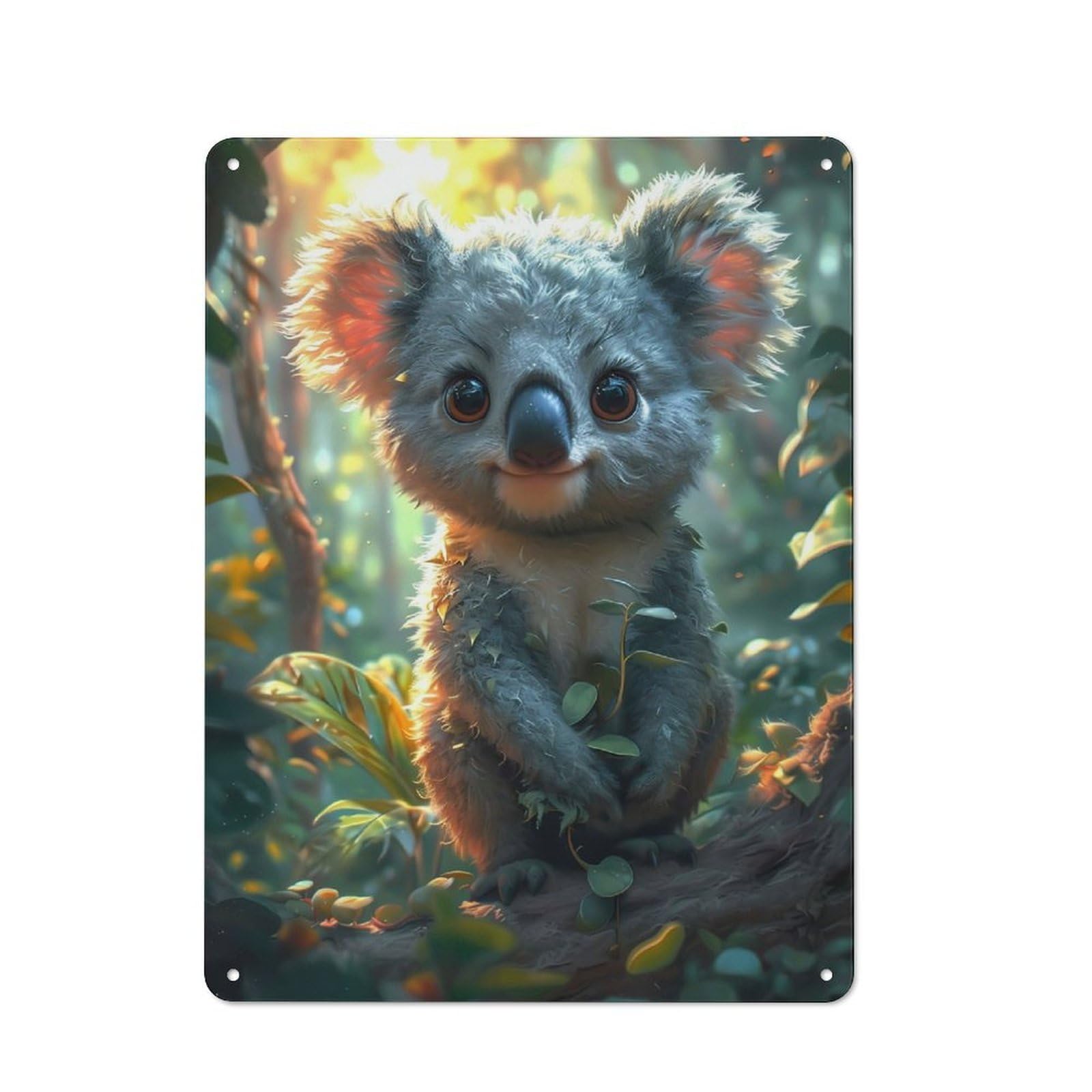 Junmoney Cute Cartoon Koala Kitchen Metal Sign With Design 40X30cm, Cosy Kitchen Wall Decor For Coffee Bar, Kitchen, Bistro Or Tea Corner