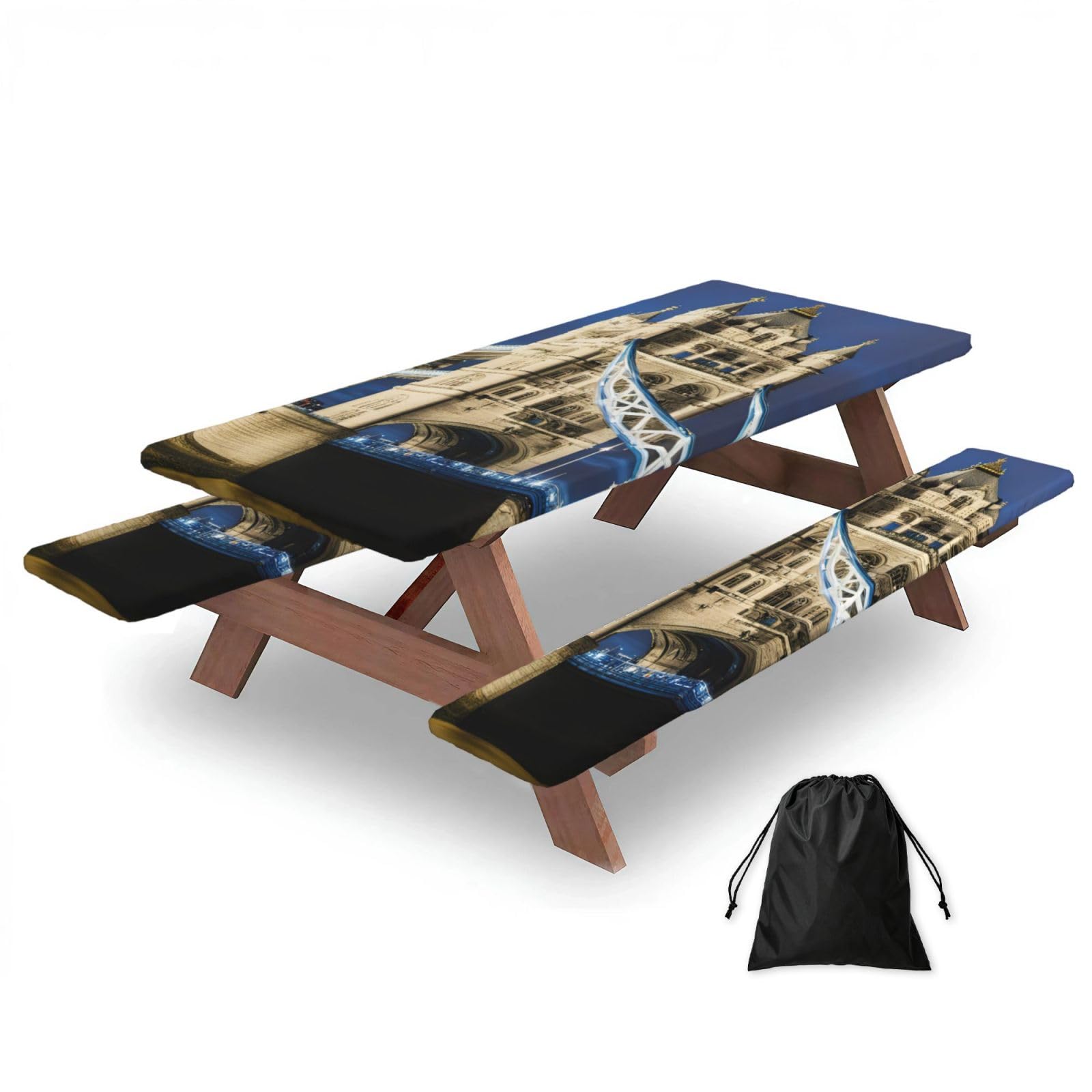 AYYQWE Tower Bridge In London Print Picnic Table Bench Cover Outdoor Garden Party Decor Daily Accessory Gift