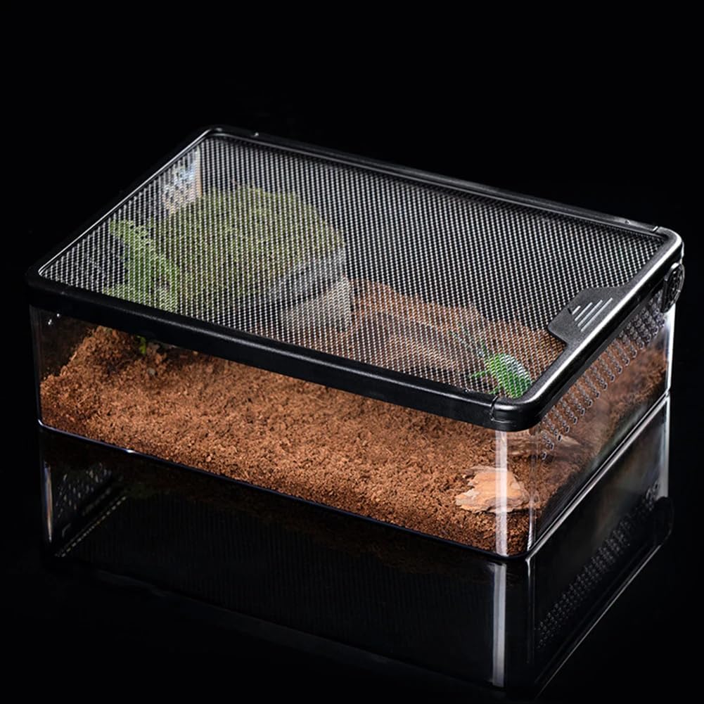 Reptile Feeding Box Clear Terrarium for Geckos, Frog, Lizards, Chameleons, Serpents, Scorpion, Snail, Insect, Hermit Crab, Isopods – 12.6×8.6×3.9inch