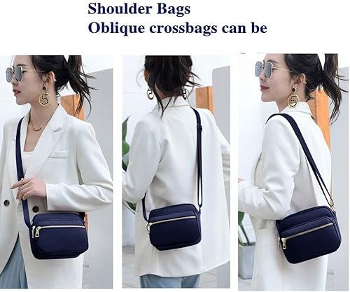 Vista 5 de Bolsos cruzados de nailon para mujer, bolsos y bolsos de mujer, bolsos casuales de mensajero, bolso cruzado negro impermeable