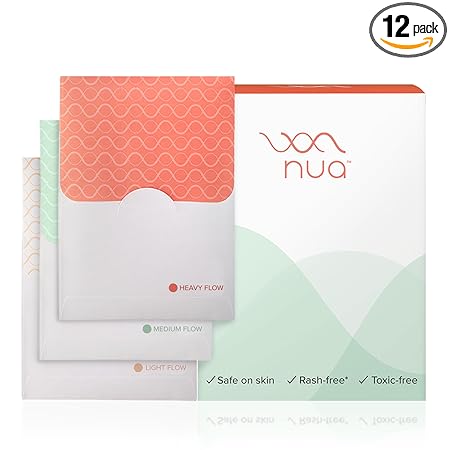 Nua Ultra Thin Sanitary Pads For Women | Super Absorbent | Cottony Soft | Pack of 12 Pads - 3 Heavy Flow Pads, 5 Medium Flow Pads And 4 Light Flow Pads | Rash And Toxins Free | Free Disposal Cover