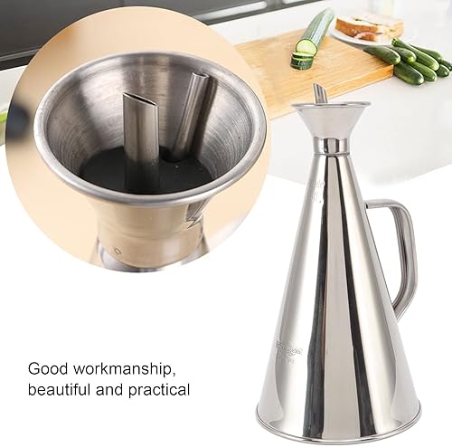 Miniatura 6 de Botella dispensadora de aceite de acero inoxidable 304, olla de aceite de oliva con tapa y mango ergonómico, olla de aceite de cocina a prueba de