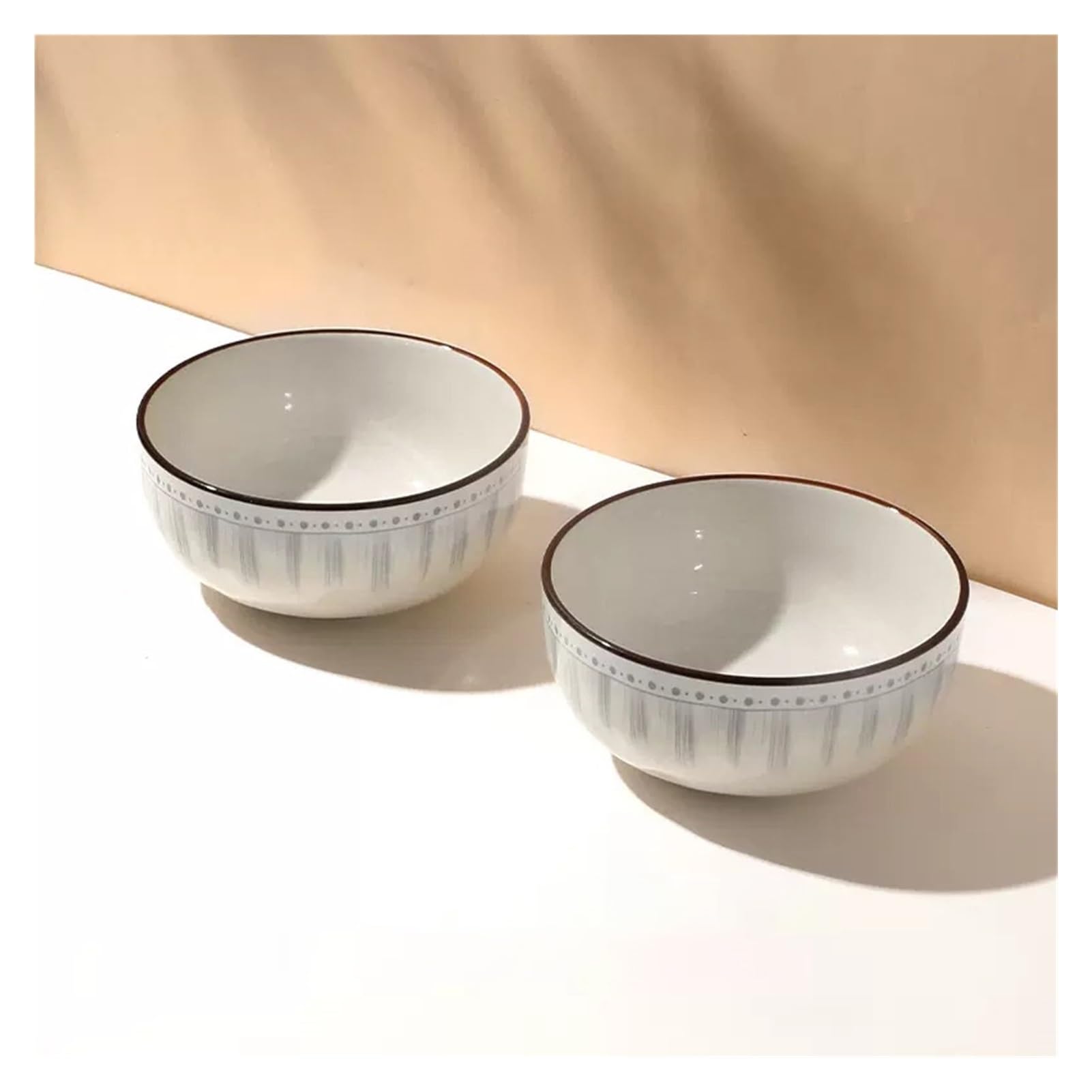 Large Cereal Bowls, Gray Porcelain Ramen Bowls, Salad Bowls, Bowls for Soup, Dessert, Noodle - 6in/8in (Color : 2Pcs, Size : 6in)