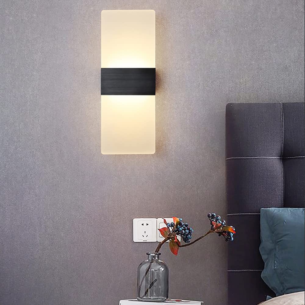 Akrylowy kinkiet ścienny LED, 12 W, ciepła biel, 3000 K, nowoczesne lampy ścienne do sypialni, korytarza, schodów, salonu