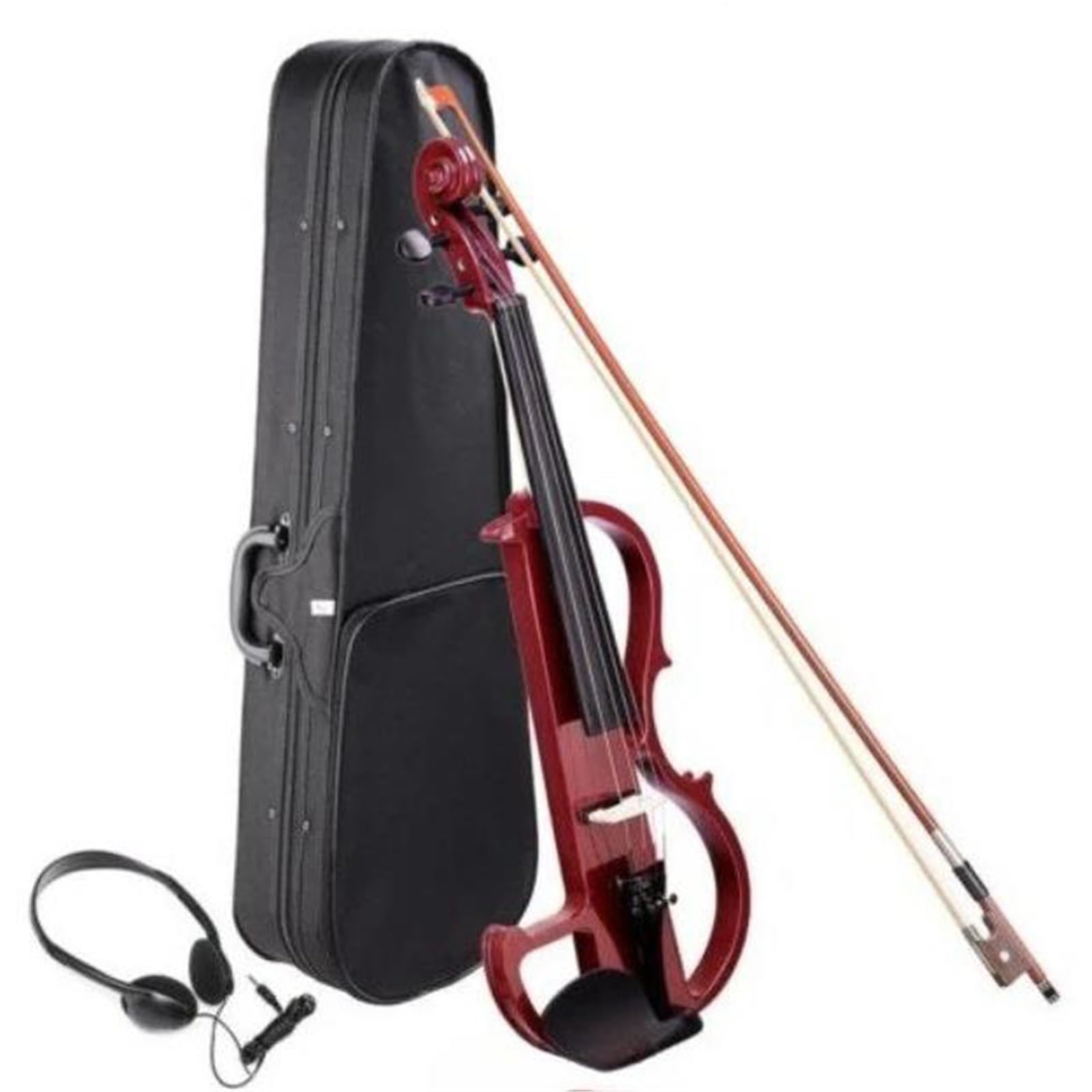 Skrzypce Instrumenty Muzyczne Elektryczne Skrzypce Ciche 4/4 Z Futerałem I Smyczkiem Przenośne Instrumenty Muzyczne(Red)