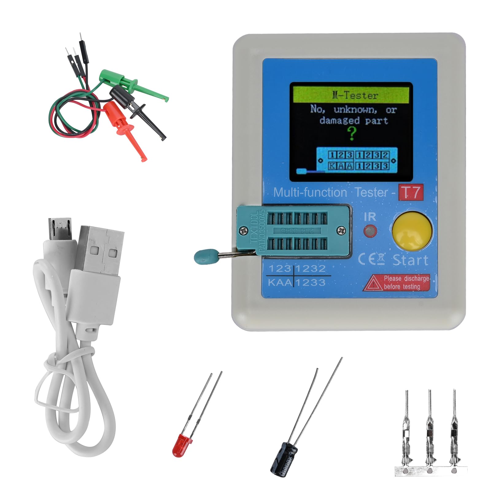 Podazz LCR-T7 Transistor-Tester, hohe Präzision, Multifunktions-Tester, 128 TFT LCD, Dioden-Kapazität, Triode