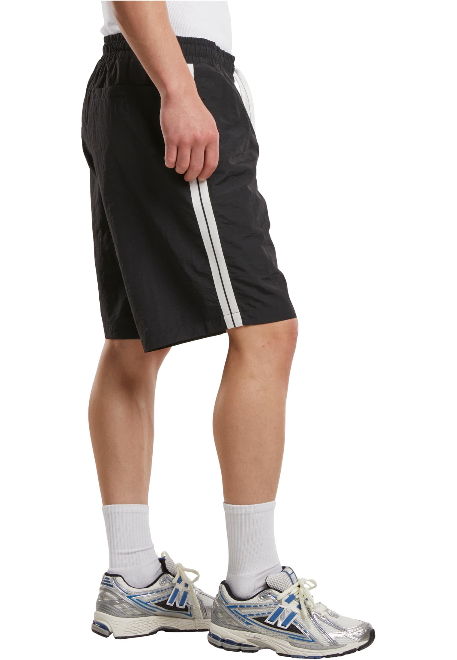 Urban Classics Pantalones Cortos con Franja parcheada Hombre Bañador Negro 100% Nailon