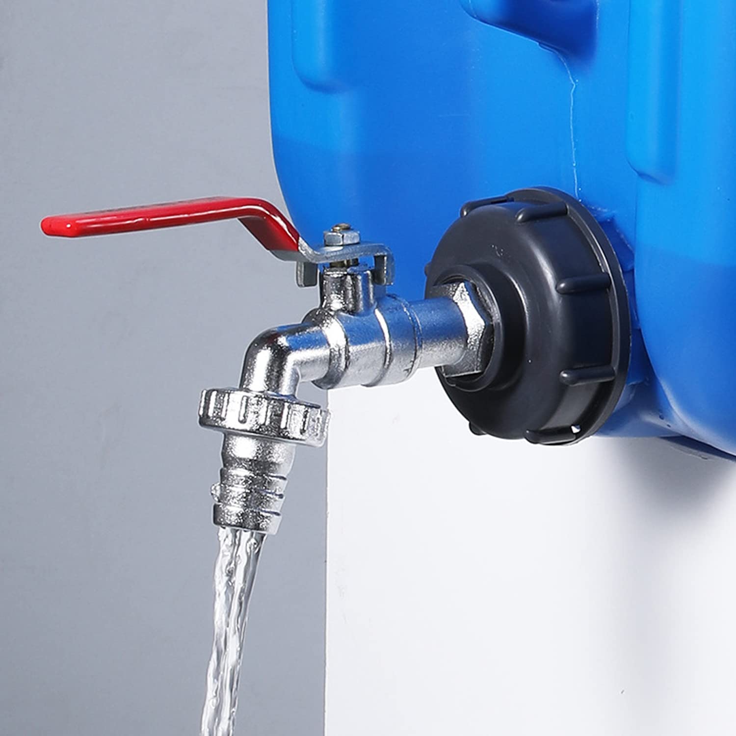 275-330 galloni Adattatore per cisterna di acqua Tote, rubinetto del tubo flessi