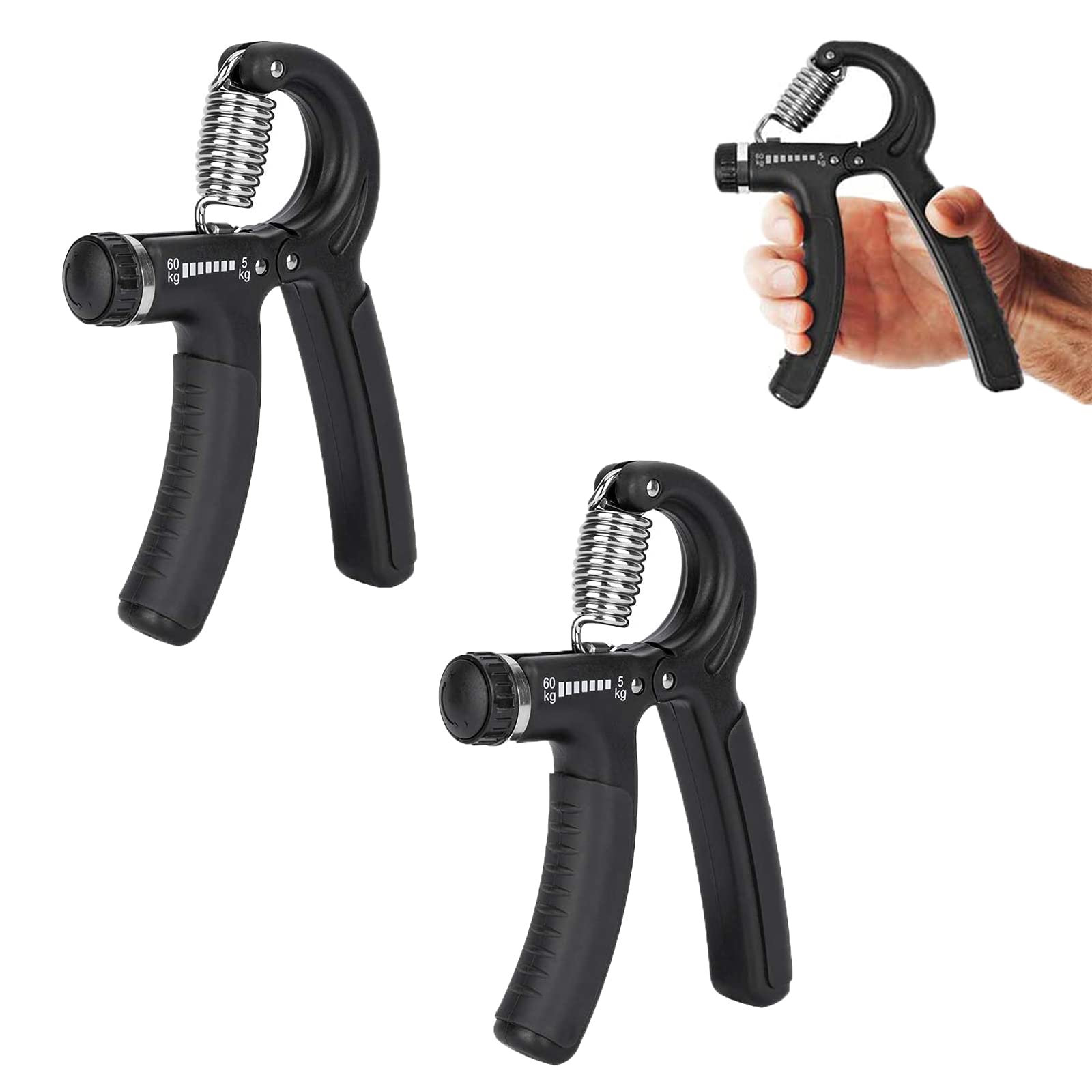 Muscleur De Main Réglable 5-60 Kg Peinat – 2 Pièces, Poignée Ergonomique TPR – Idéal Pour Récupération, Sportifs, Musiciens Et Grippe