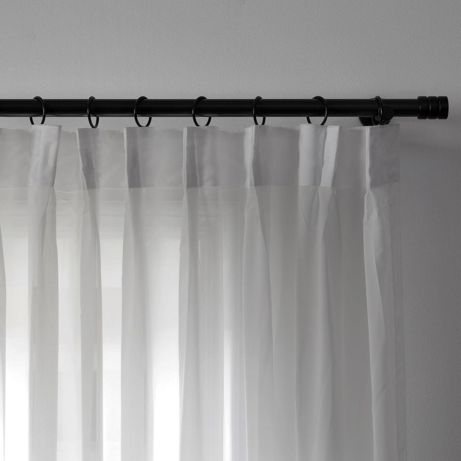 ChadMade Semi Pinch Pleat Sheer for Traverse Rod, Privacy Protection Sheer Drape, Pinch Pleat Sheer for Bedroom Living Room Kitchen Hotel Office French Door 50" W x 63" L Inch, 1 Panel, White