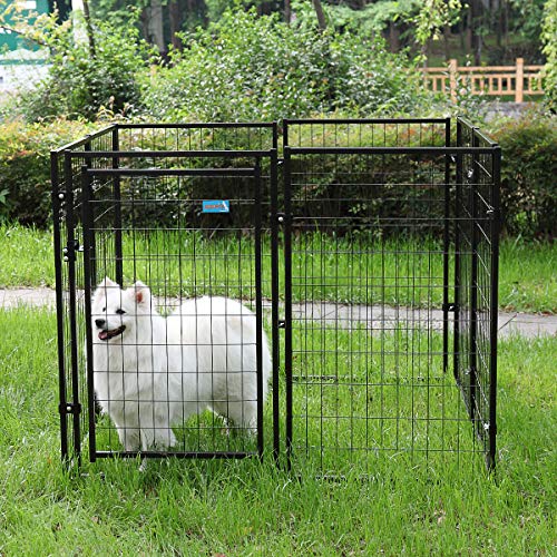JAXPETY 47”H Large Dog Pens 8-Piece Pet Playpen Outdoor & Indoor, Heavy-Duty Metal Fence Puppy Play Crates Dog Kennels Enclosure, Black