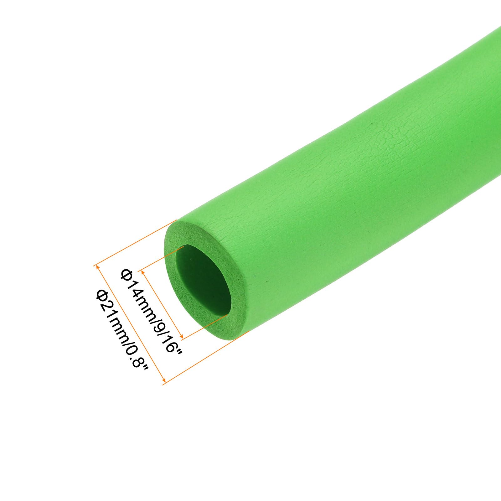 sourcing map Schaumstoffschlauch für Griffstütze, Rohrisolierung, 14 mm Innendurchmesser, 21 mm Außendurchmesser, 2 m Länge, Grün