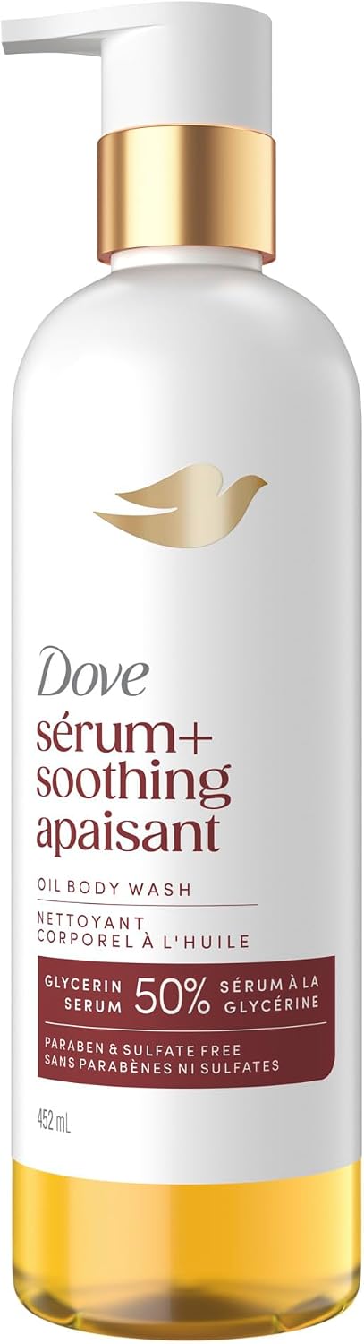 Dove Oil Body Wash Serum + Soothing with 50% Glycerin Serum, Nourishing & Hydrating, 452ml