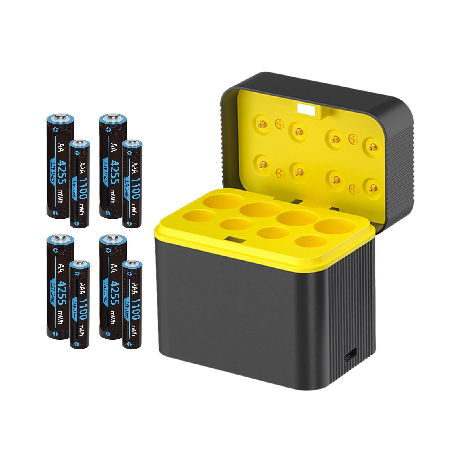 LiBattery Station de chargement pour 4 batteries 2 A et 4 3 A avec coque intelligente de type C Port de charge rapide Appareil de batterie jouet