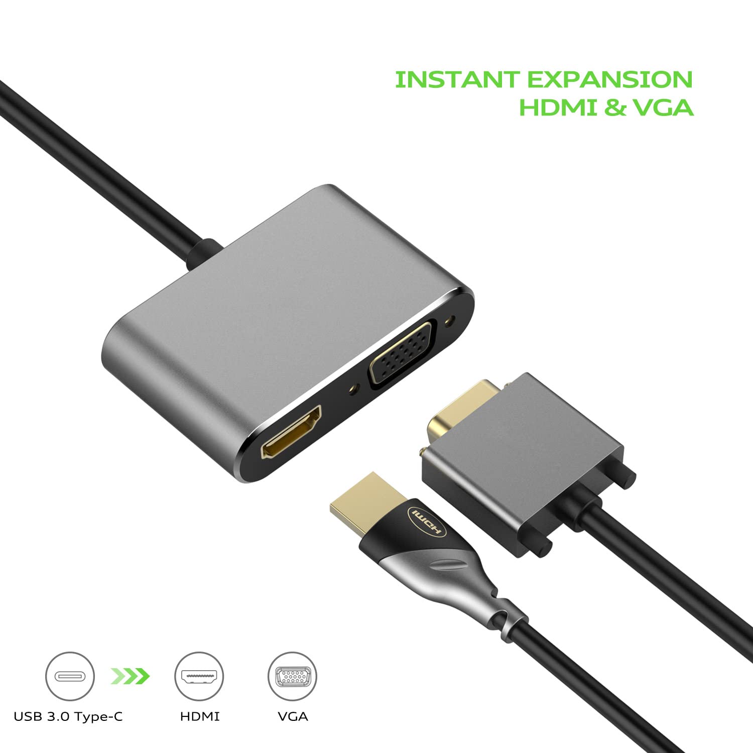 Generic USB C to HDMI VGA Adapter, Supports 4K UHD, Mirrors Phone/Laptop to TV/Projector