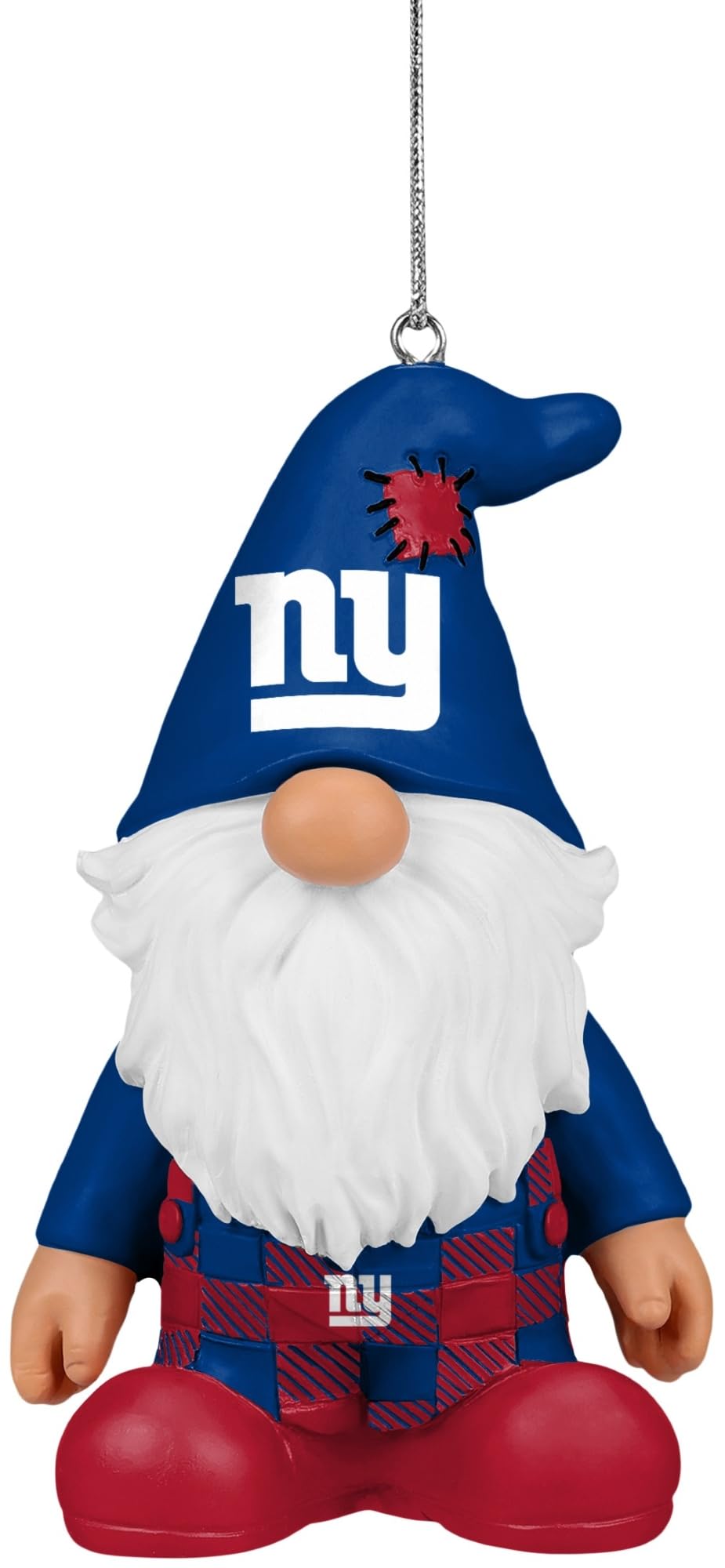 Foco Multi Color Nfl New York Giants 3.5 Inch Resin Gnome Christmas Ornament - Plaid Overalls