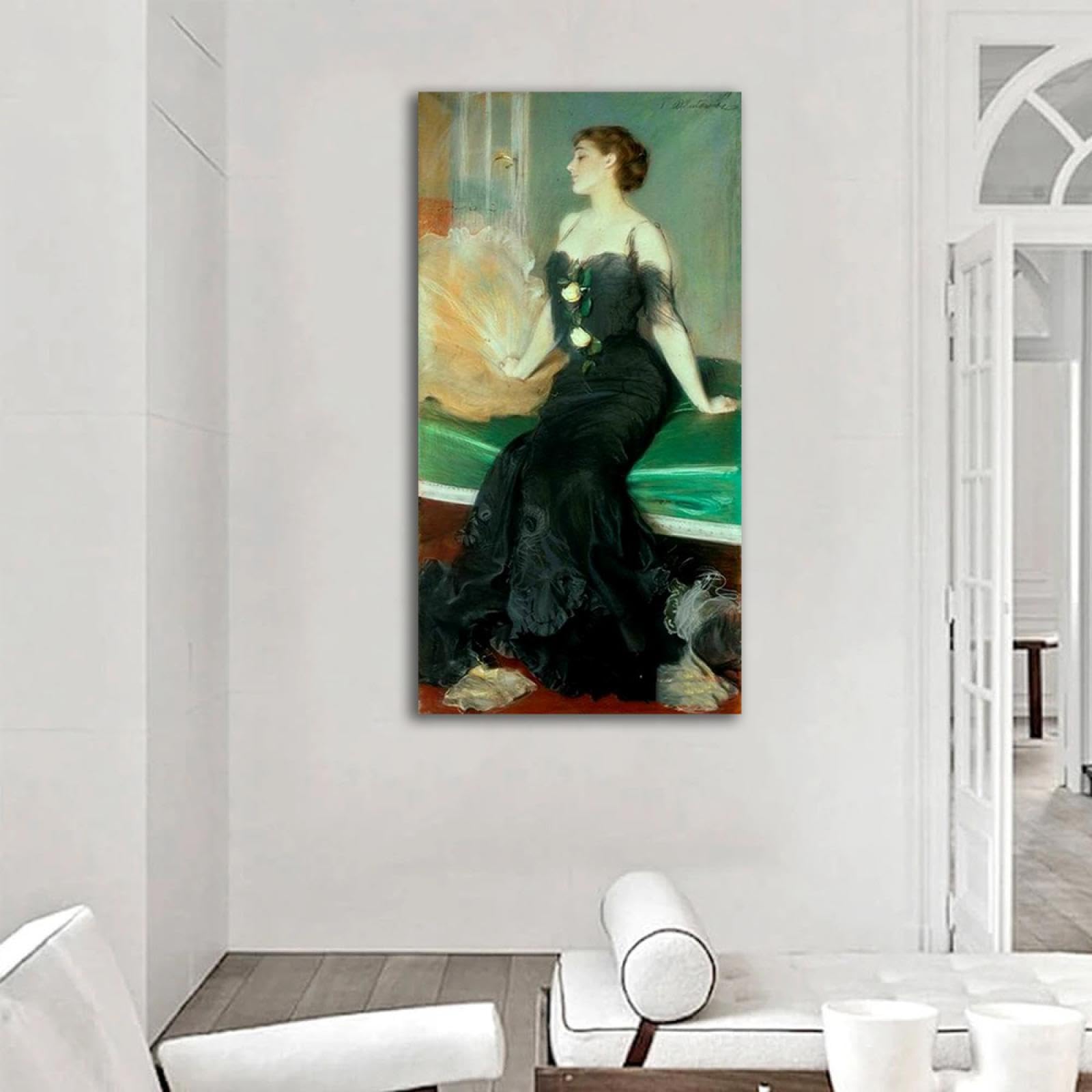Amazon.com: Portrait of a lady in a black dress, Famous Wall Art, Oil  Painting Reproductions, Modern Artwork On Canvas For Home,Classic Canvas  Print Wall Decor 50x90cm Framed: Posters & Prints