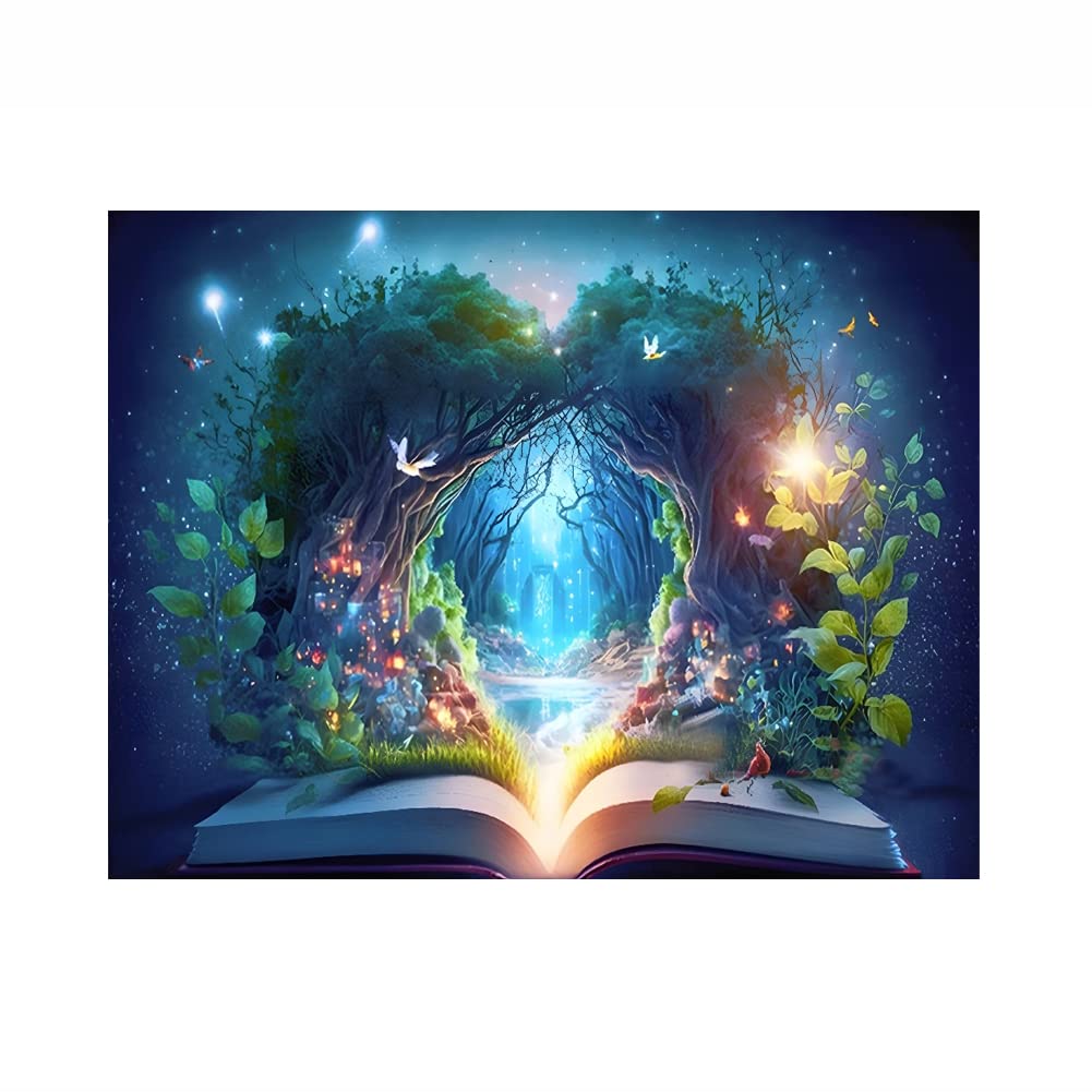 Miraclekoo 5D Tree Diamond Painting Kit for Adults - Green Tree of Life Diamond Art Kits Full Drill Diamond Dots Painting with Round Gems for Adults Kids Beginner,16x12inch