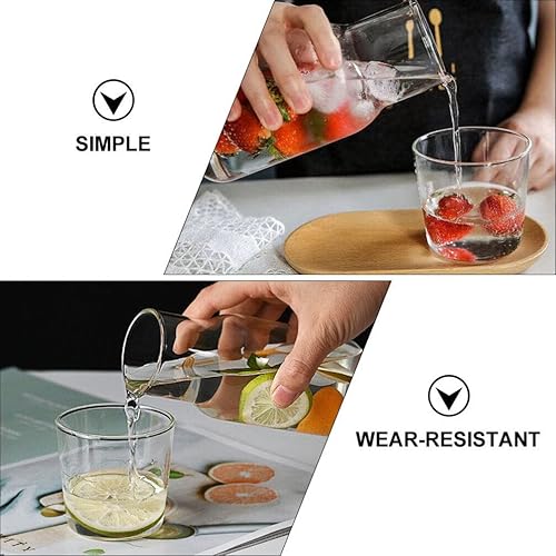 Miniatura 5 de Juego de botellas de agua transparentes de cristal para mesita de noche, jarra de agua nocturna con juego de tazas, jarra de agua de jugo de vidrio