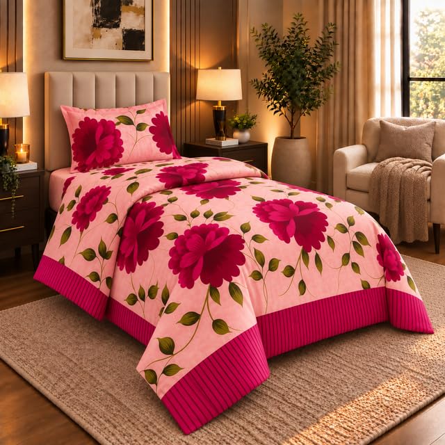 Opulent Living Single Bed Duvet Cover Set with Fitted Sheet & Pillowcase
