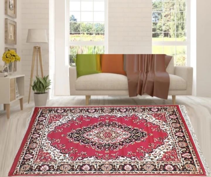 Image of Soft Washable Beautiful Acrylic Rugs for Home Decor Living Room 5x7 feet (150 x 200 CM) Red