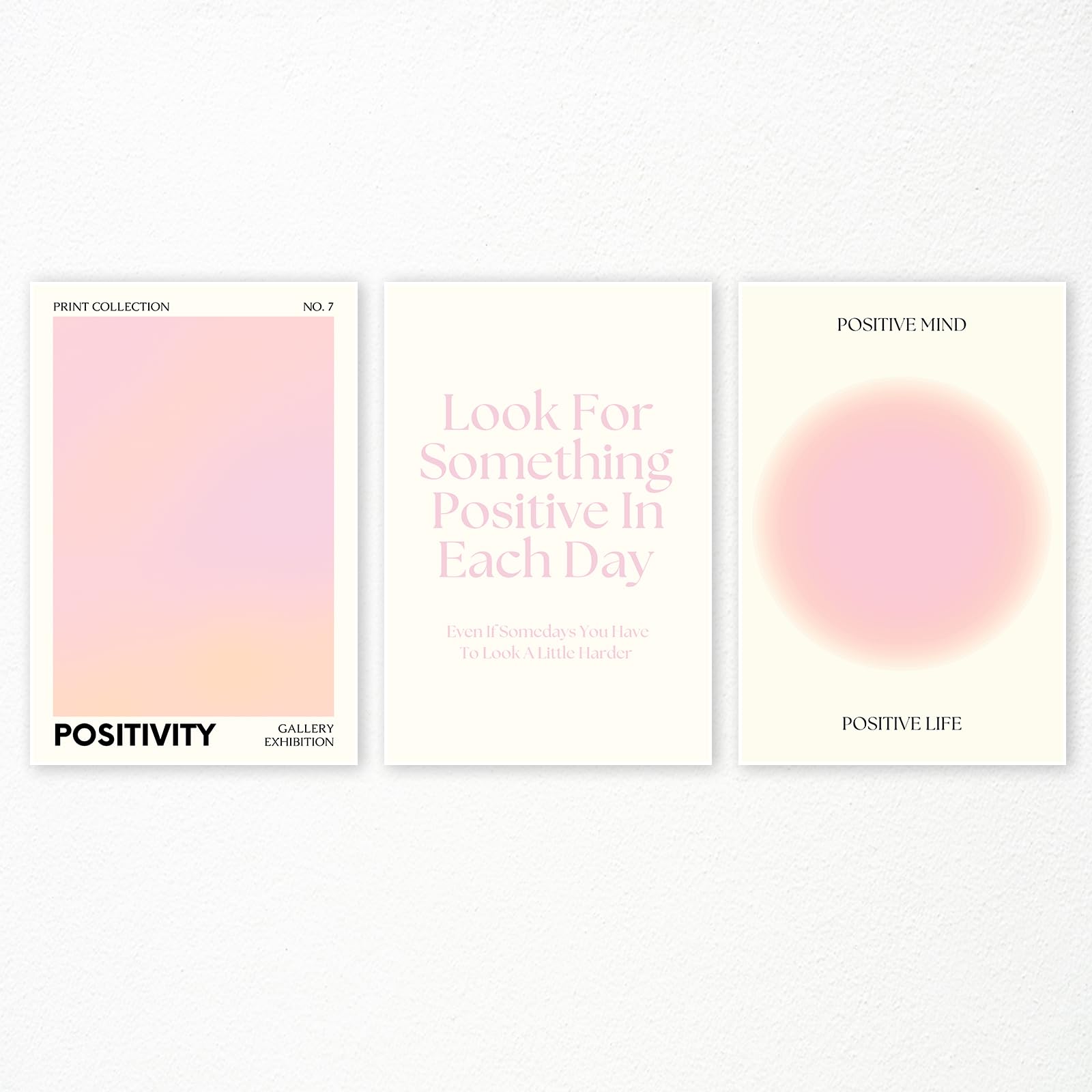 Adyggefy Pink Gradient Aura Angel Numbers Poster for Room Aesthetic 3 Piece 12x16in, Pastel Positive Daily Affirmation Quotes Canavs Wall Art Abstract Minimalist Print Painting for Bedroom Unframed