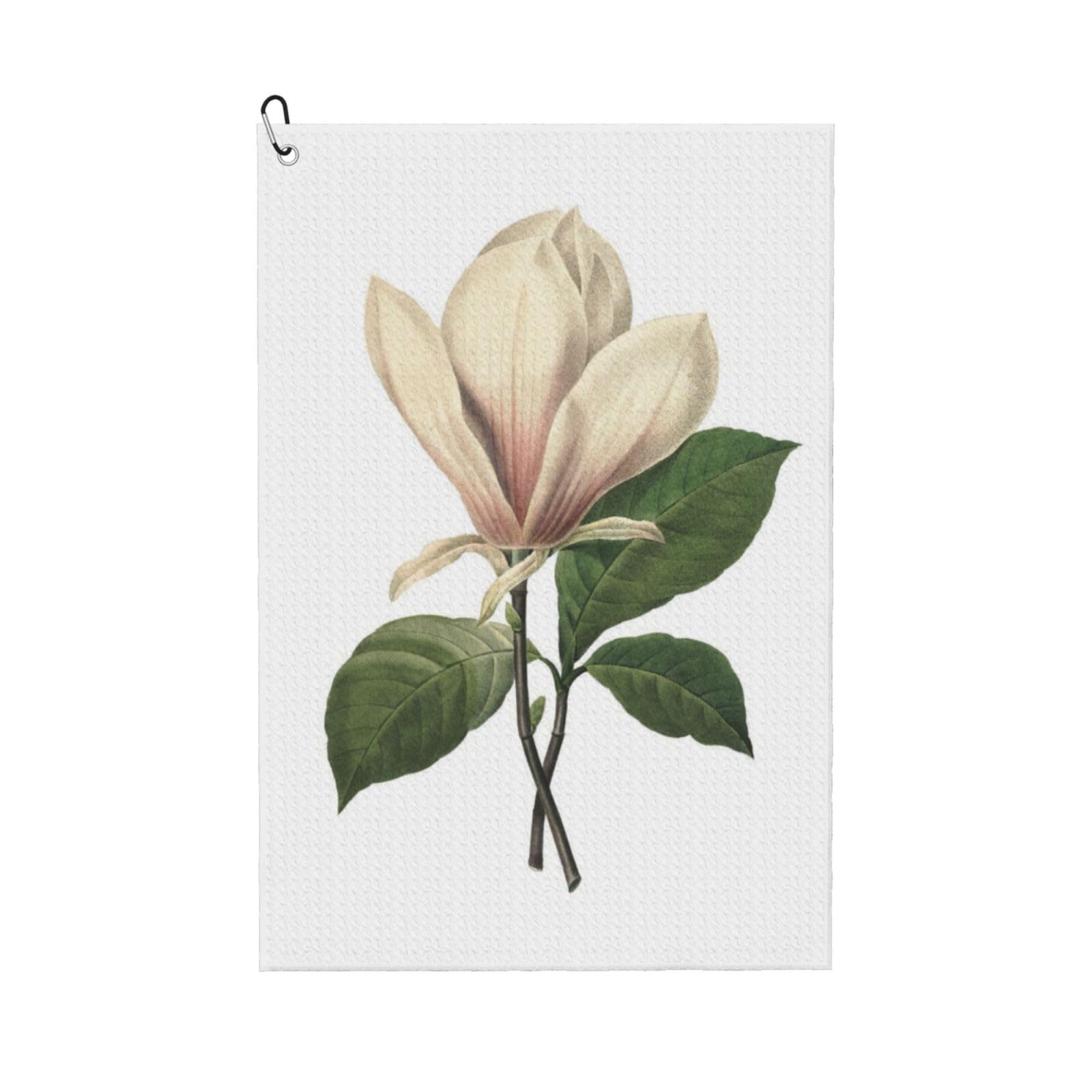Oudrspo High Resolution Illustration of A Chinese Magnolia Golf Towel, Waffle Weave Sports Towel with Clip for Golf Course Daily Use