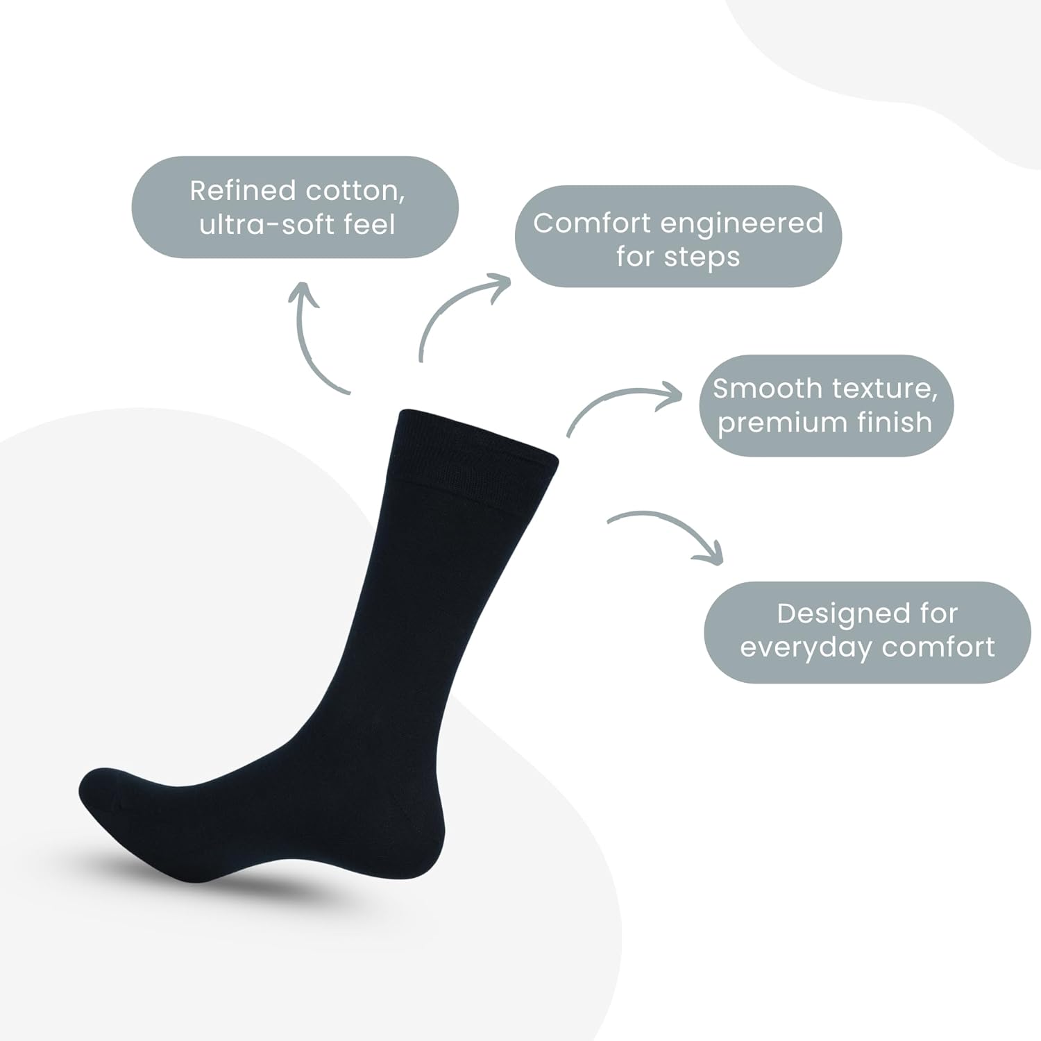 Dress Socks for Men Cotton Blend Cushioned Dress Socks Soft Solid Mid-Calf Running Socks - Image 3