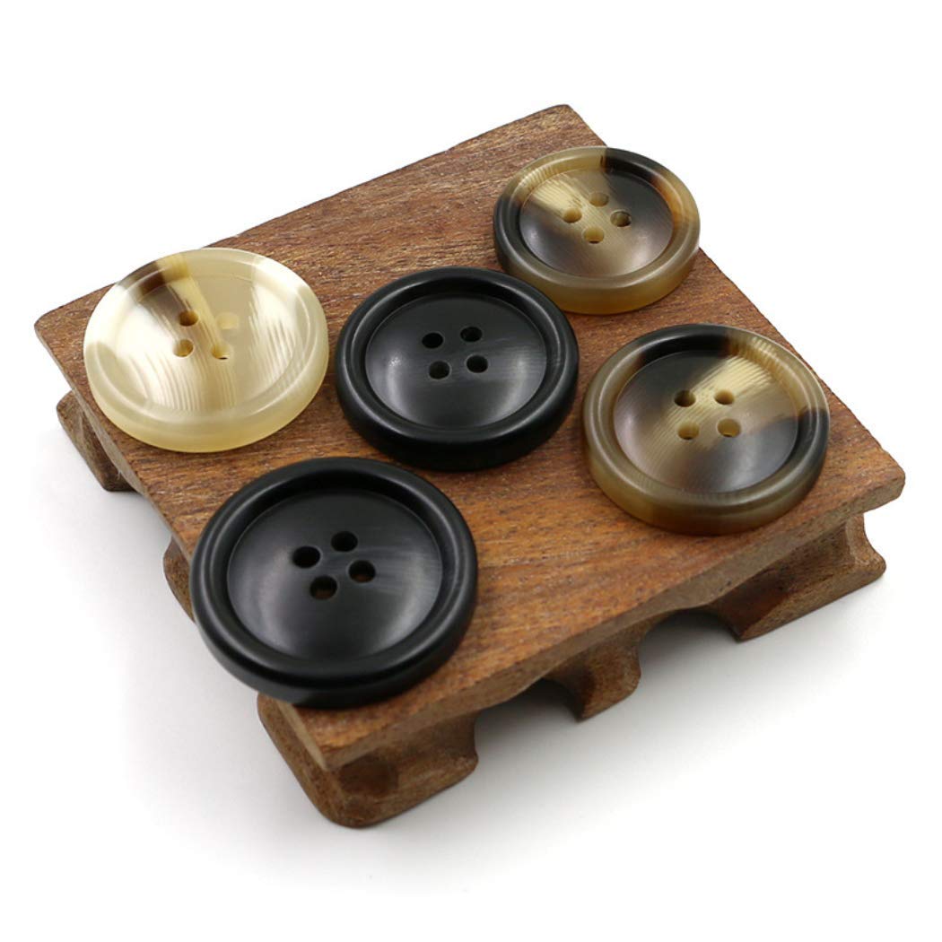 BZSDLD 10Pcs 15-30MM Zwart Grijs 4 Gaten Jas/Trui Knoppen Hars Knop Naaien Knoppen Voor Kleding Jas Knopen Grote Platte Ronde Knoppen