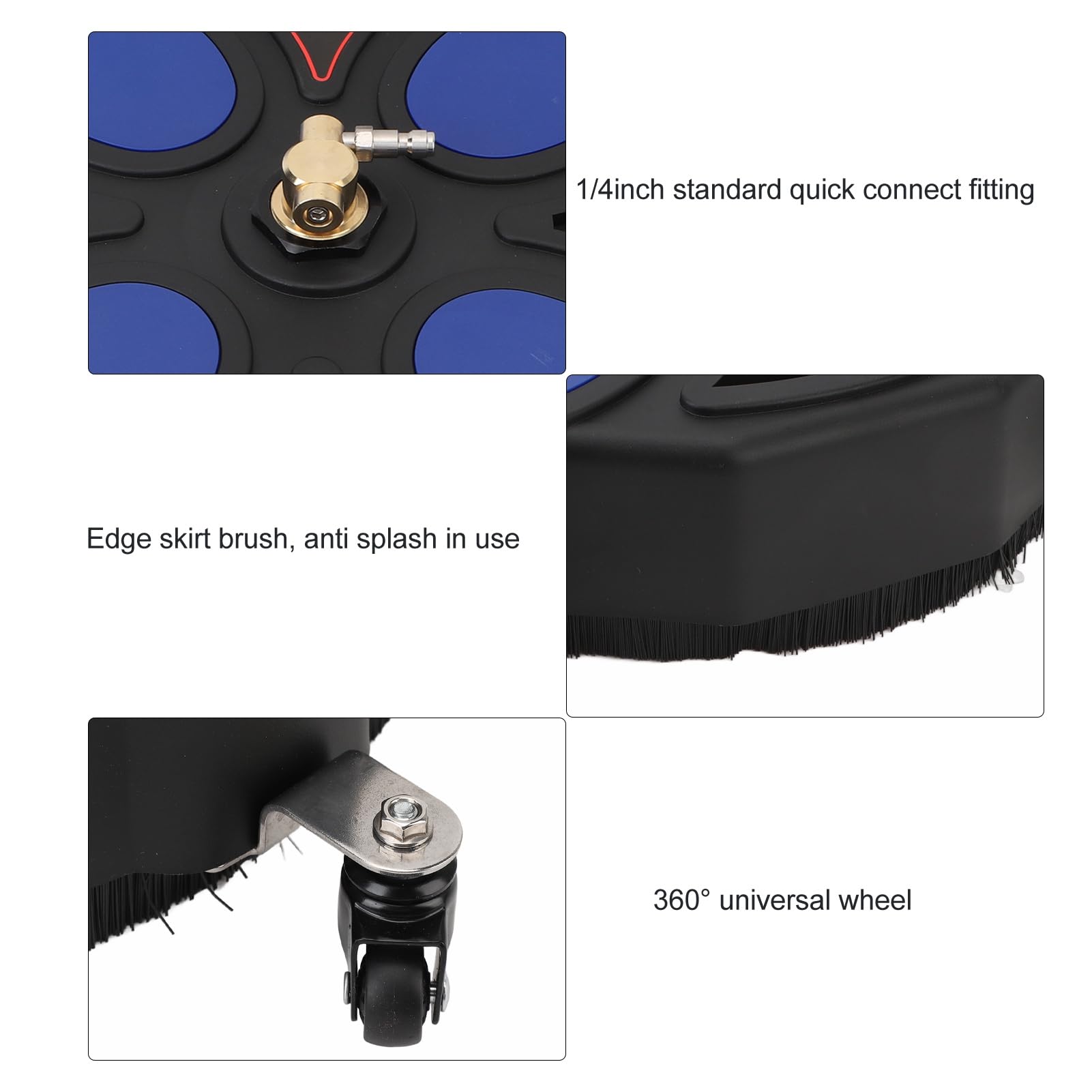 Limpiador de Superficies para Lavadora a Presión, Varitas de Extensión de 16 y Accesorio Limpiador de Superficies de Enchufe Rápido de 1/4 para Hormigón, Patio, Acera, 3600PSI