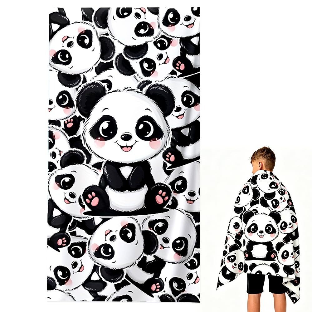 Spiritzohic Panda Beach Towels, Panda Microfiber Bath Towels Lightweight Printed Beachs Towel Quick Dry Towel Pooltowel Swimmingtowel Softtowels for Beach, Pool, Camping, Yoga,Outdoor(75 * 150CM)