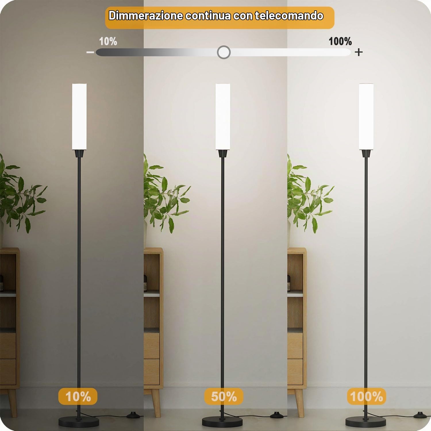 Lampada da terra con telecomando,piantana lampada da terra,lampada da terra salotto,lampada dimmerabile Luminosità 10% -100% e temperatura del colore 3000k-6000k,piantana