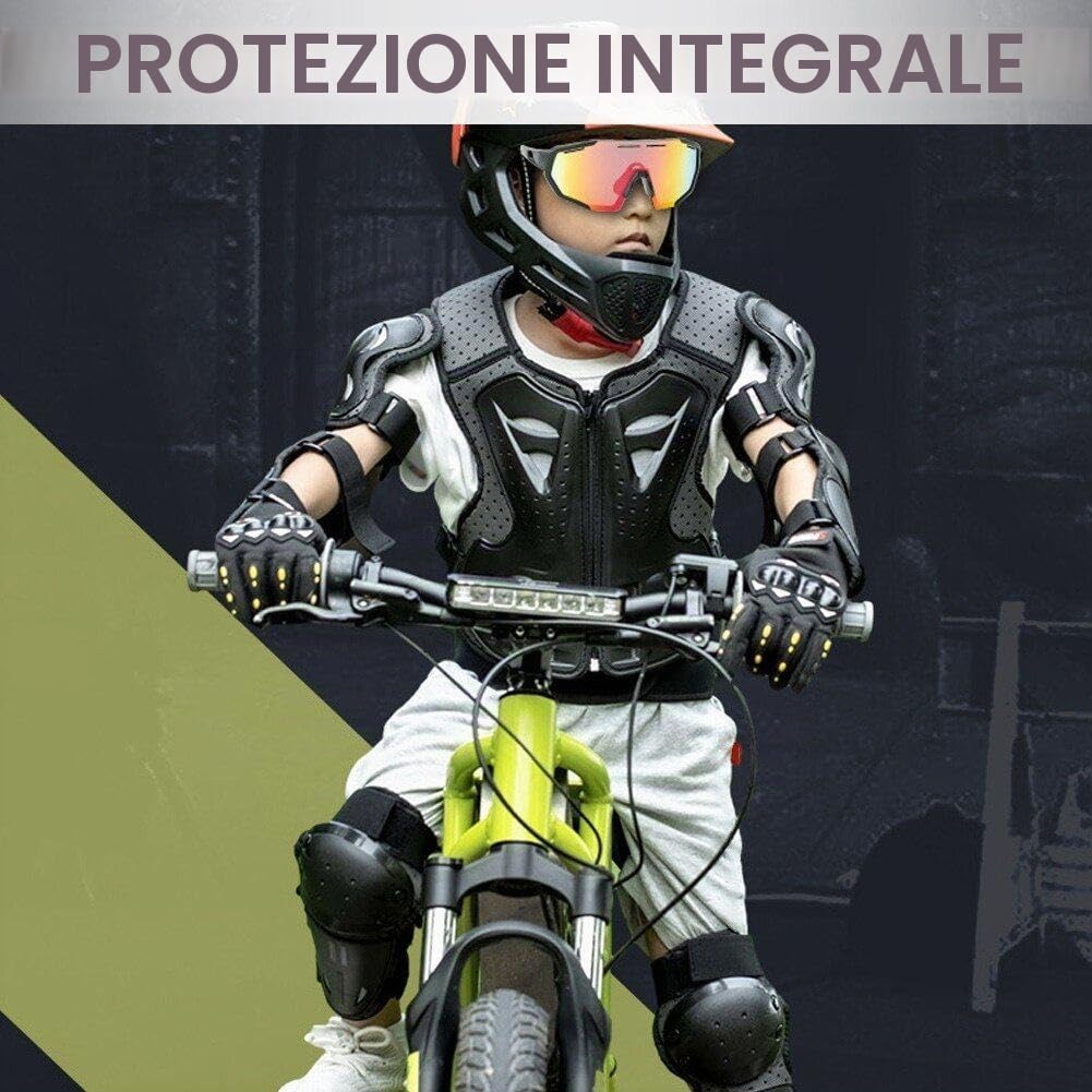 Set di Giubbotti Antiproiettile per Cross per Bambini, con Ginocchiere E Gomitiere, Protezione per Il Torace Motocross, Giubbotto Antiproiettile per Bambini 6 a 13 Anni