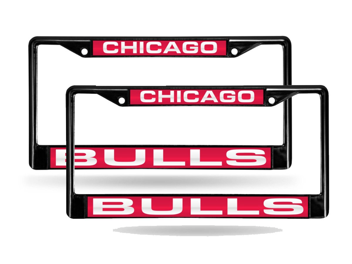 Chicago Bulls NBA Black Metal Laser Cut License Plate Frame (Set of 2 Frames)