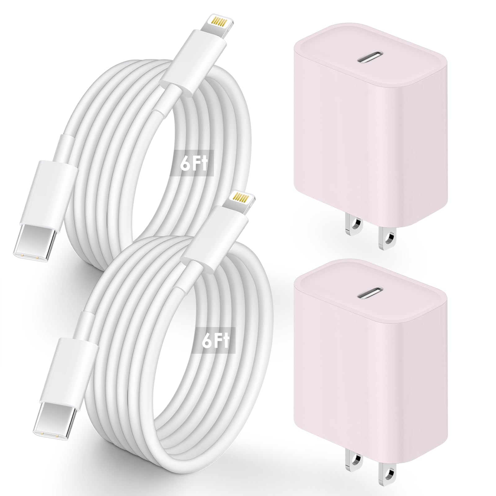 AISNI 2 Pack 20W PD Phone Charger Fast Charging, Phone 13 14 Fast Charging, USB C Charger Block with 6FT Type C Phone Charging Cable Compatible with iP14 13 12 11 Pro Max,XSMAX-Purple